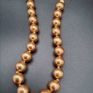 Simulated Bronze Round Pearls Necklace Past Era